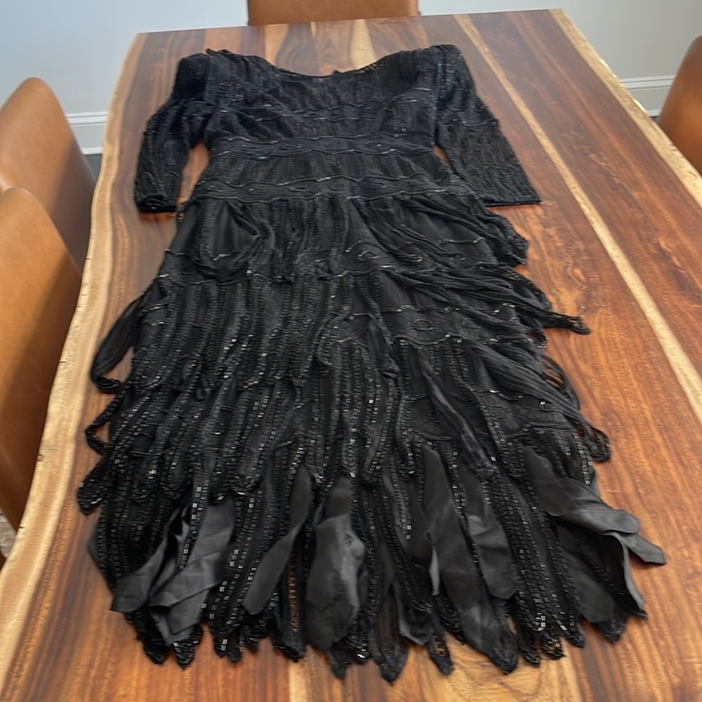 Vintage Gothic Black Beaded Formal Gown from Kleinfeld’s, Size 12